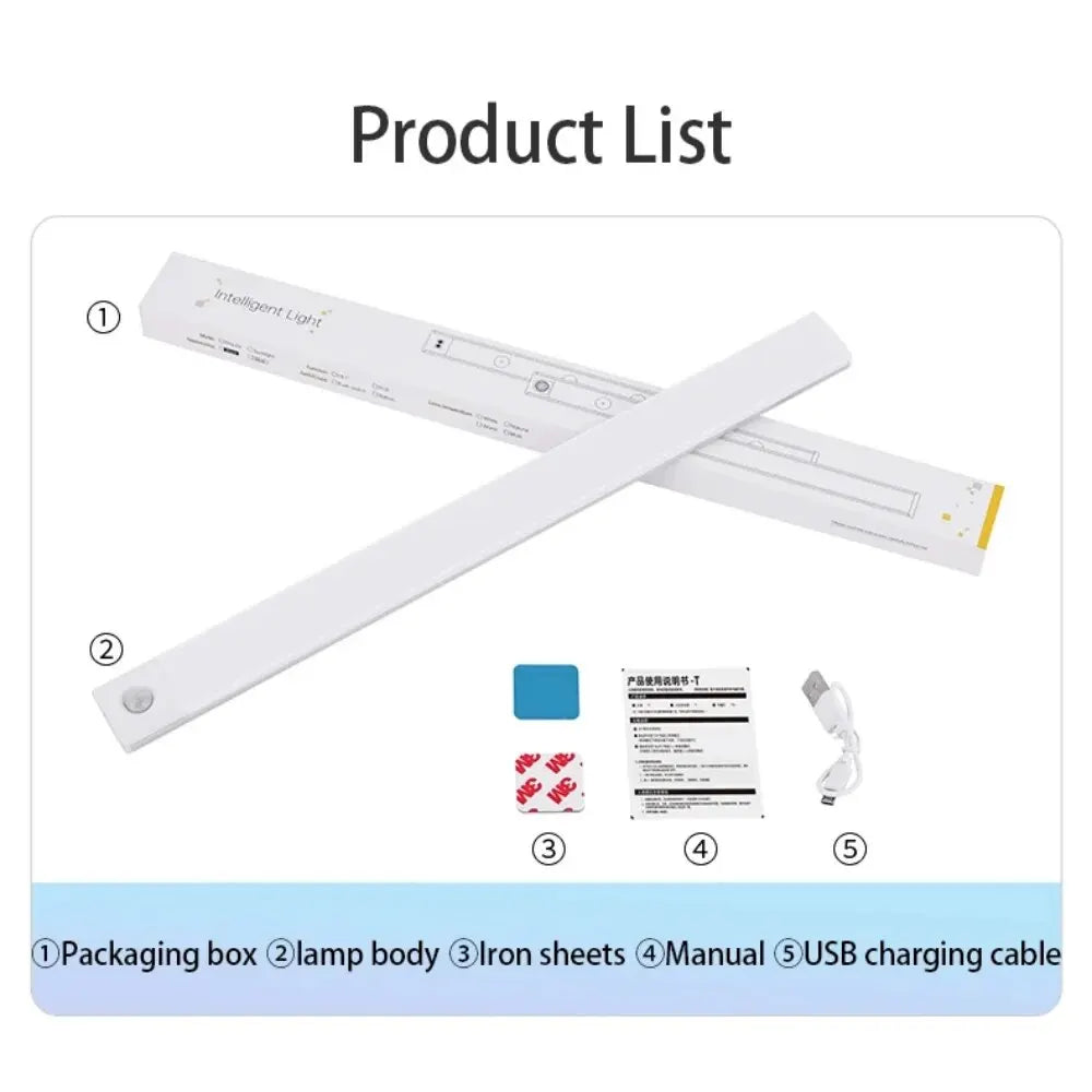 Ultra-thin motion sensor LED cabinet light in black, wireless and USB rechargeable for under cabinet lighting