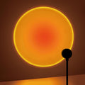 Sunset projection lamp with warm orange glow, multi-angle rotatable, USB powered