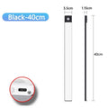 Ultra-thin motion sensor LED cabinet light in black, wireless and USB rechargeable for under cabinet lighting