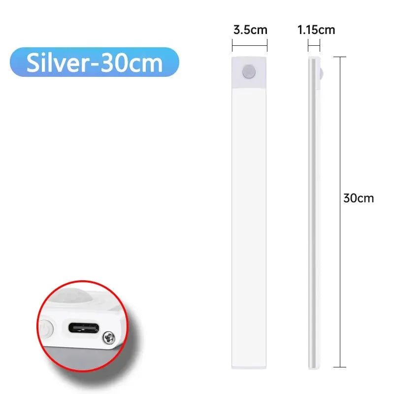 Ultra-thin motion sensor LED cabinet light in black, wireless and USB rechargeable for under cabinet lighting