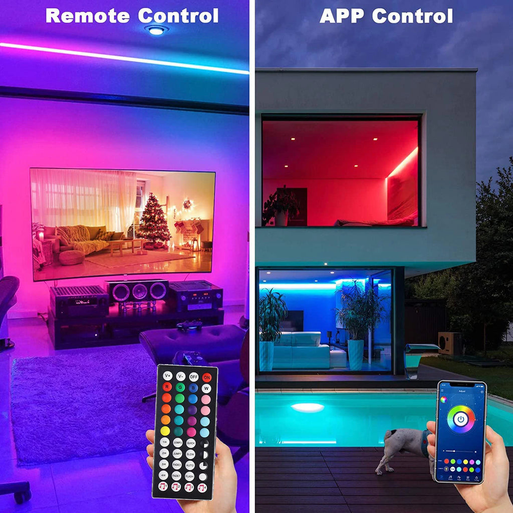 RGB LED strip lights with music sync, USB 5V remote control, flexible ribbon for room decoration