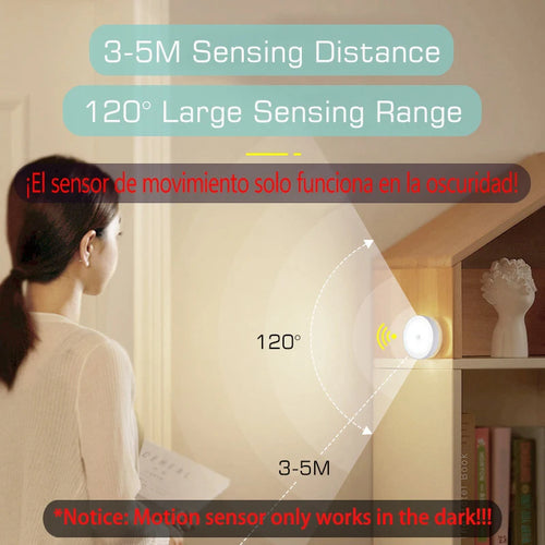 Motion sensor night light USB rechargeable LED wall light with warm and white color options