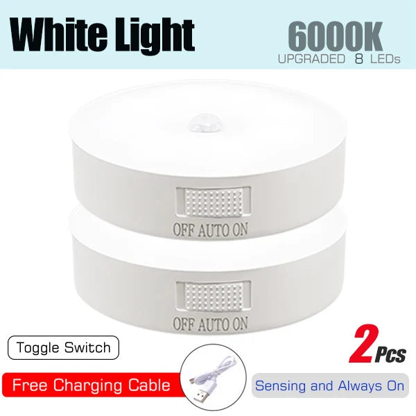 Motion sensor night light USB rechargeable LED wall light with warm and white color options