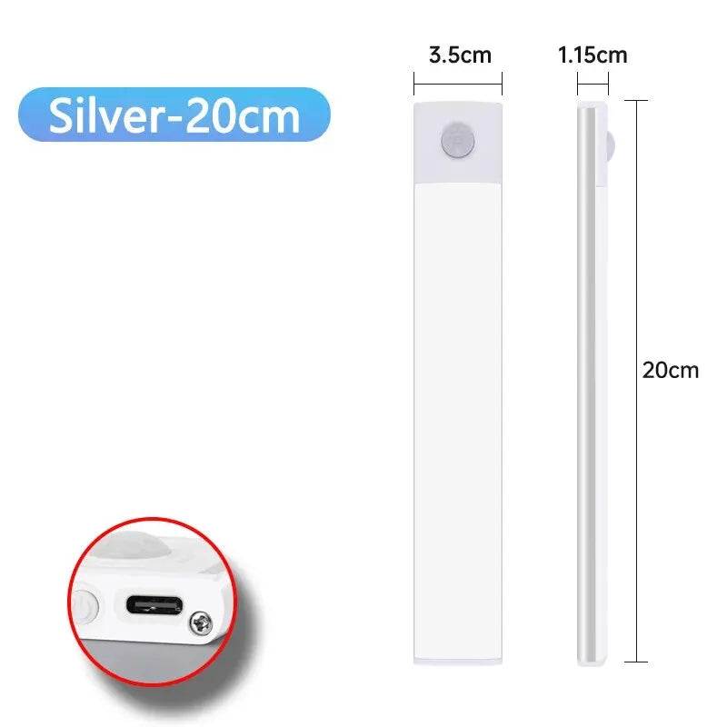 Ultra-thin motion sensor LED cabinet light in black, wireless and USB rechargeable for under cabinet lighting