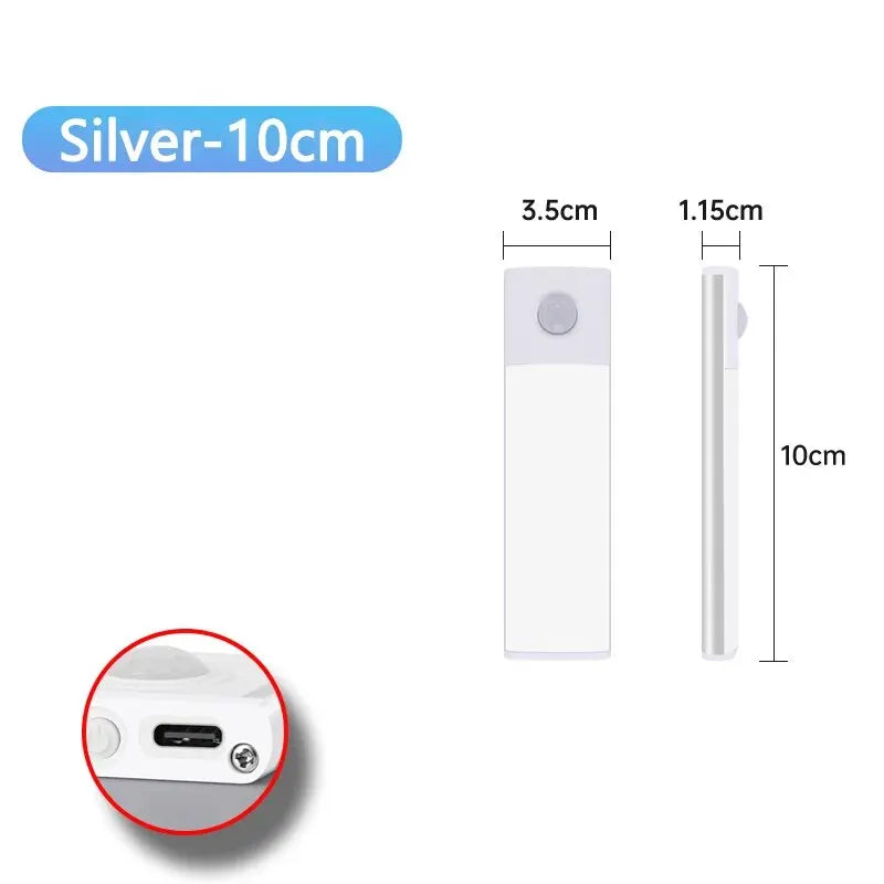 Ultra-thin motion sensor LED cabinet light in black, wireless and USB rechargeable for under cabinet lighting